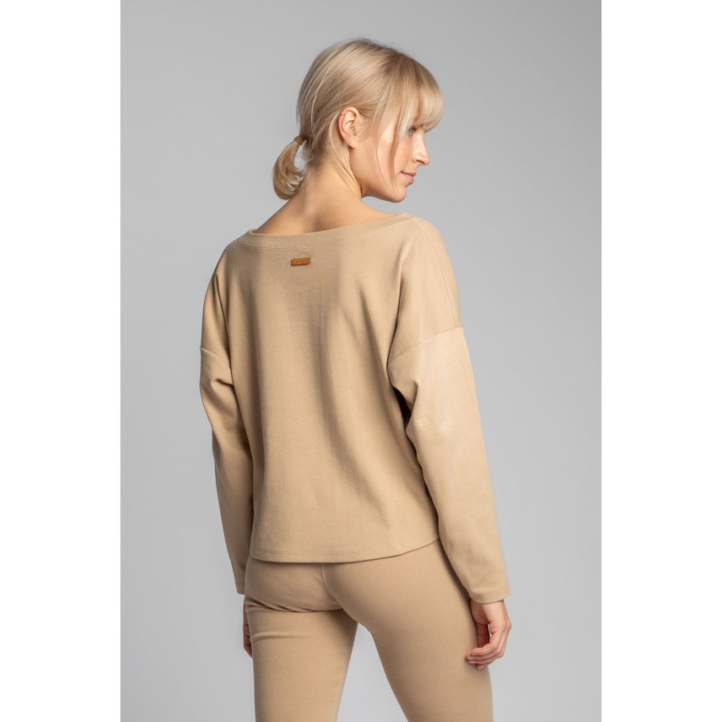 LA037 Cotton ribbed knit sweatshirt - cappuccino