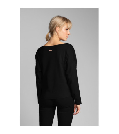 LA037 Cotton ribbed knit sweatshirt - black