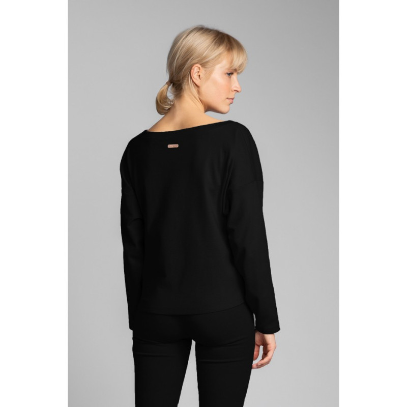 LA037 Cotton ribbed knit sweatshirt - black