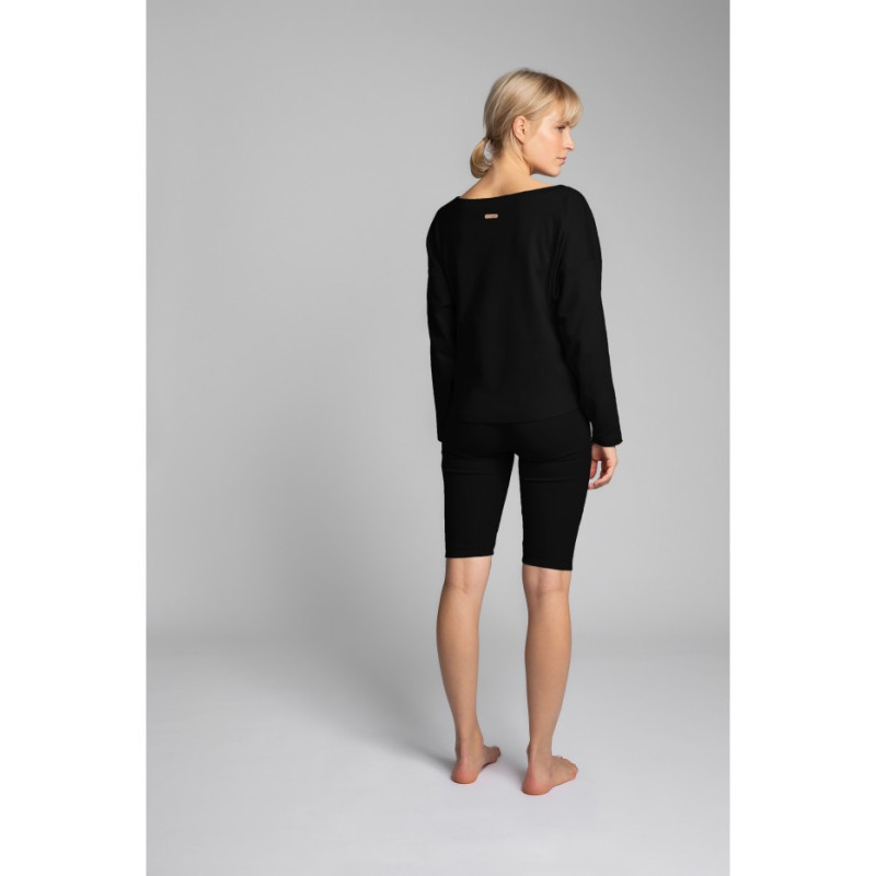 LA037 Cotton ribbed knit sweatshirt - black