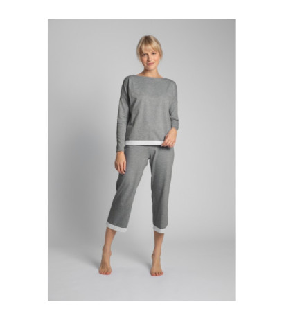 LA040 Pajama blouse with lace edge - gray