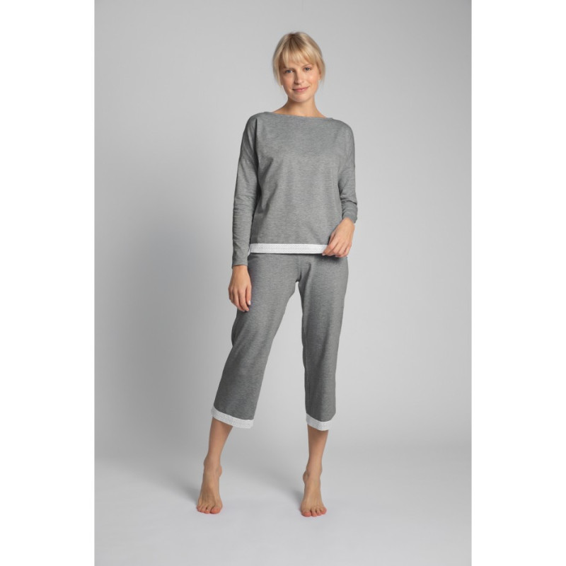 LA040 Pajama blouse with lace edge - gray