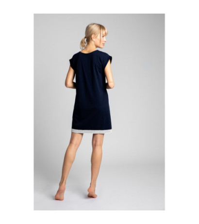 LA043 Nightgown with lace edge - navy blue