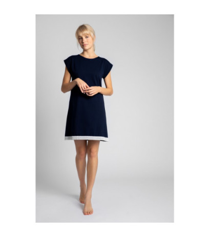 LA043 Nightgown with lace edge - navy blue