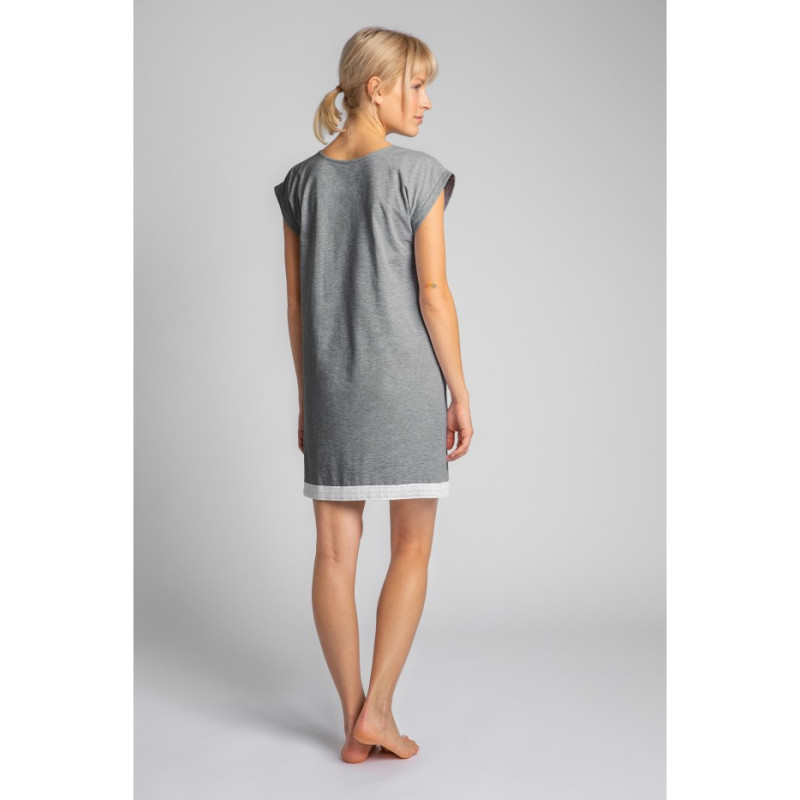 LA043 Nightgown with lace edge - gray