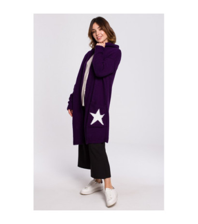 BK063 Cardigan with star motif - plum