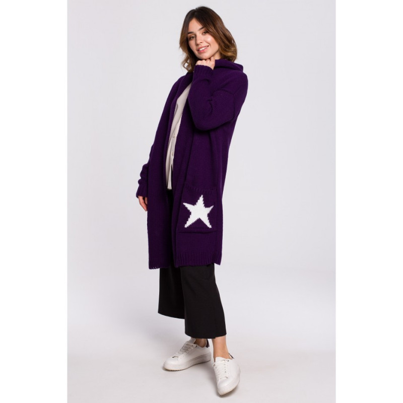 BK063 Cardigan with star motif - plum