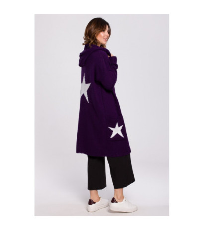 BK063 Cardigan with star motif - plum