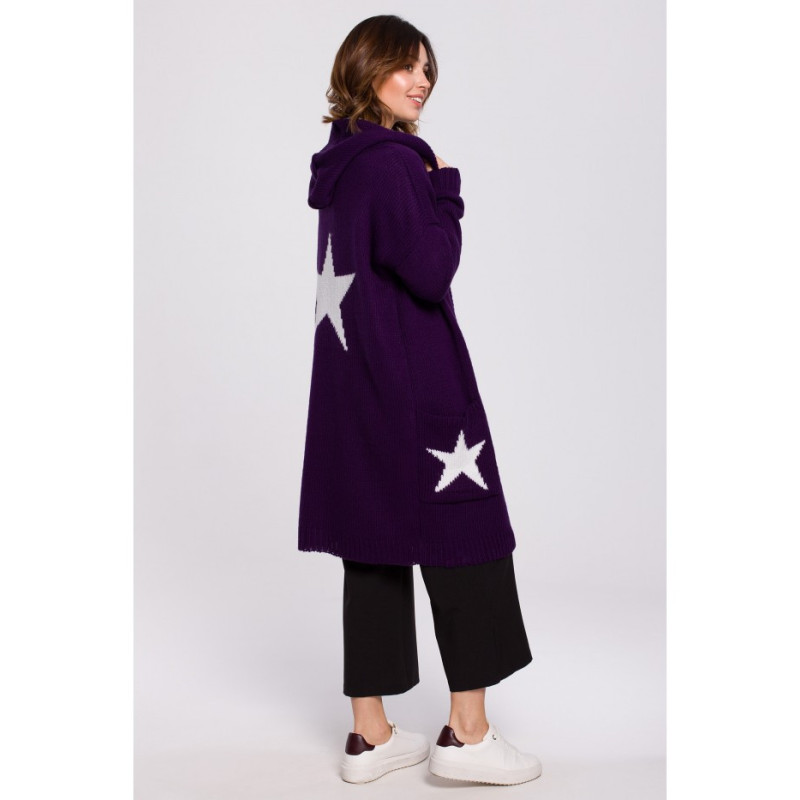 BK063 Cardigan with star motif - plum