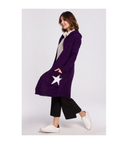 BK063 Cardigan with star motif - plum