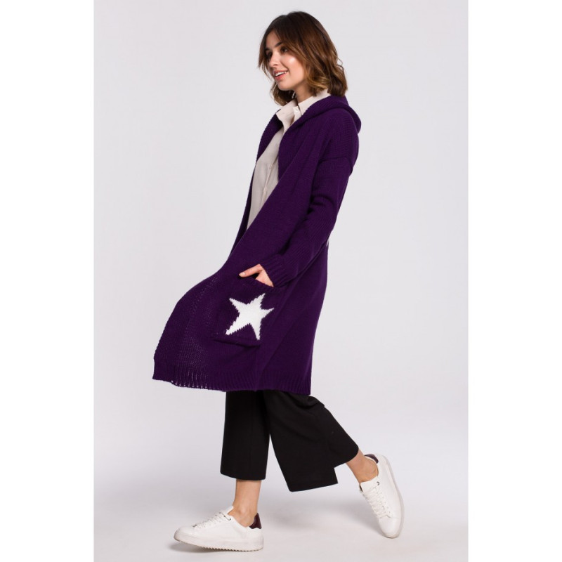 BK063 Cardigan with star motif - plum