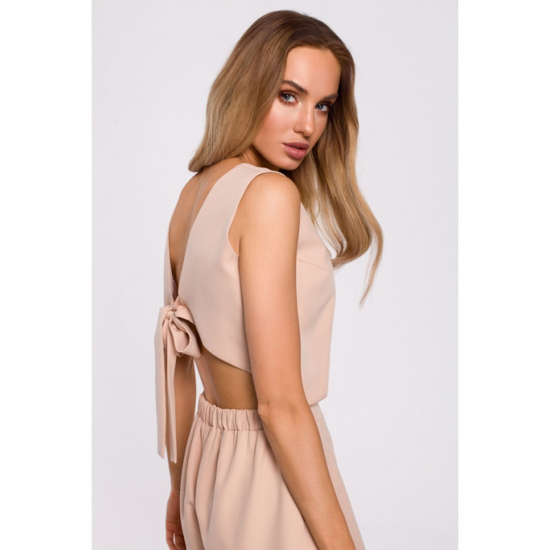 M573 Tie Back Jumpsuit - Beige