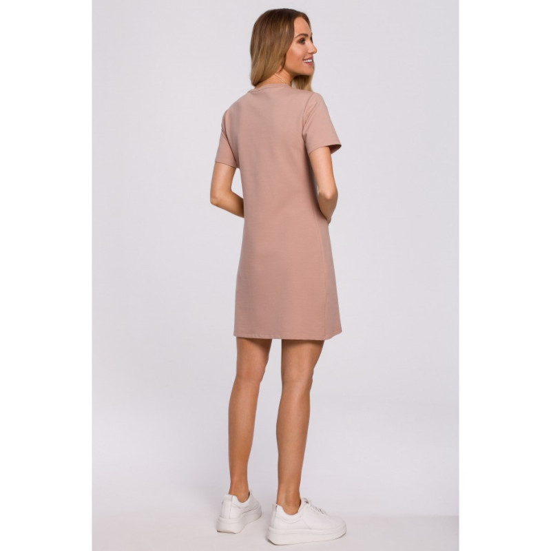 M579 Trapeze Dress with neckline - mocha