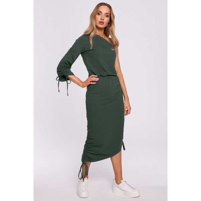 M580 One Shoulder Dress - military green