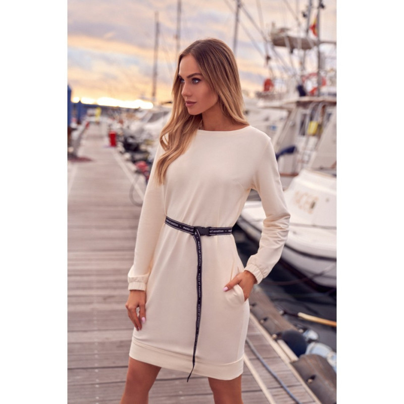 M590 Dress with Adjustable Belt - cream