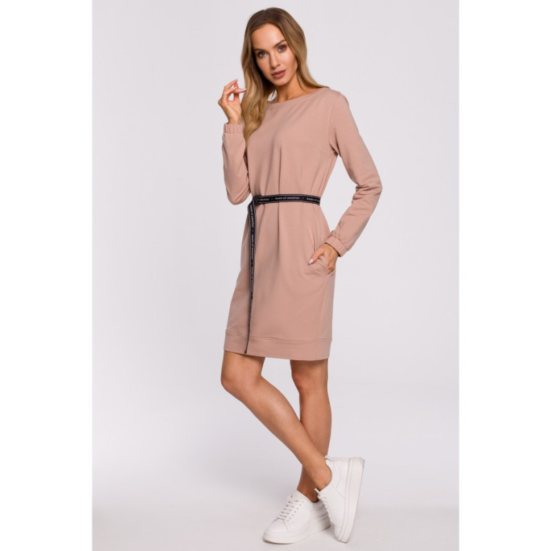 M590 Dress with Adjustable Belt - mocha