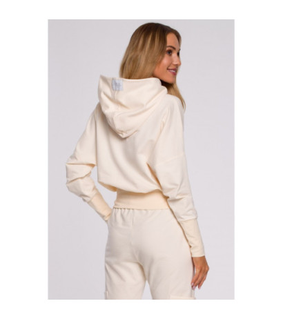 M592 Hooded and Drawstring Sweatshirt - cream