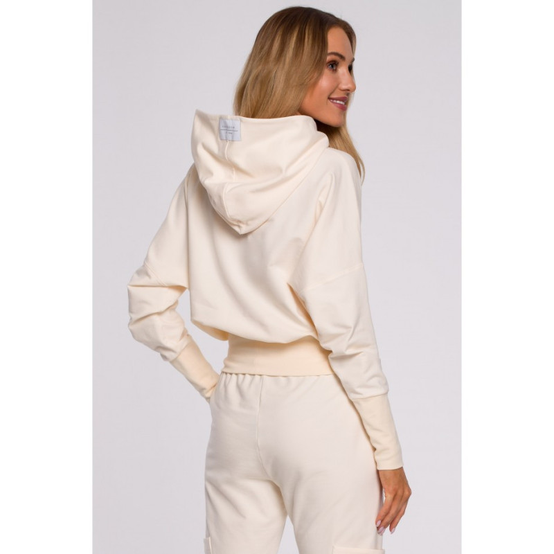 M592 Hooded and Drawstring Sweatshirt - cream