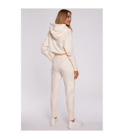 M592 Hooded and Drawstring Sweatshirt - cream