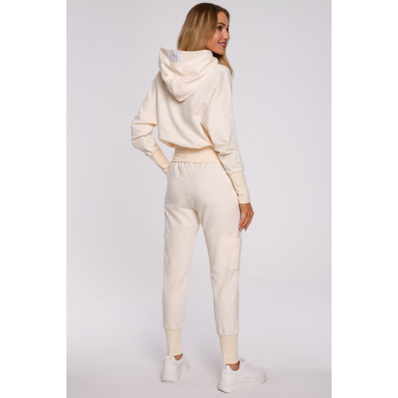 M592 Hooded and Drawstring Sweatshirt - cream