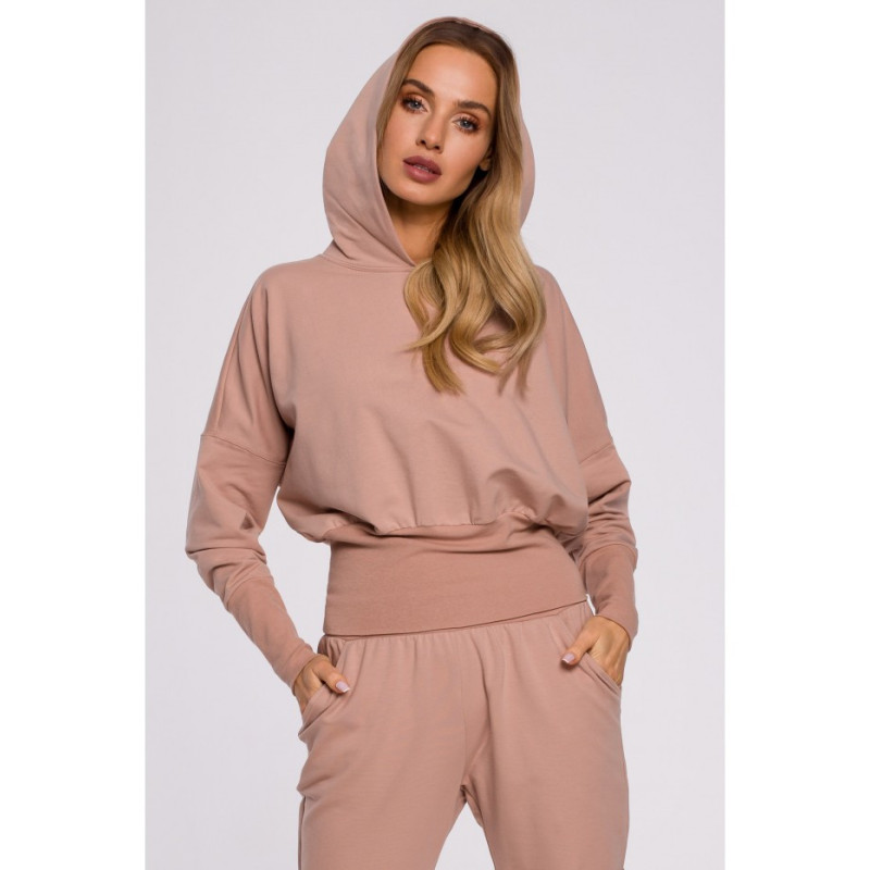 M592 Hooded and Drawstring Sweatshirt - mocha