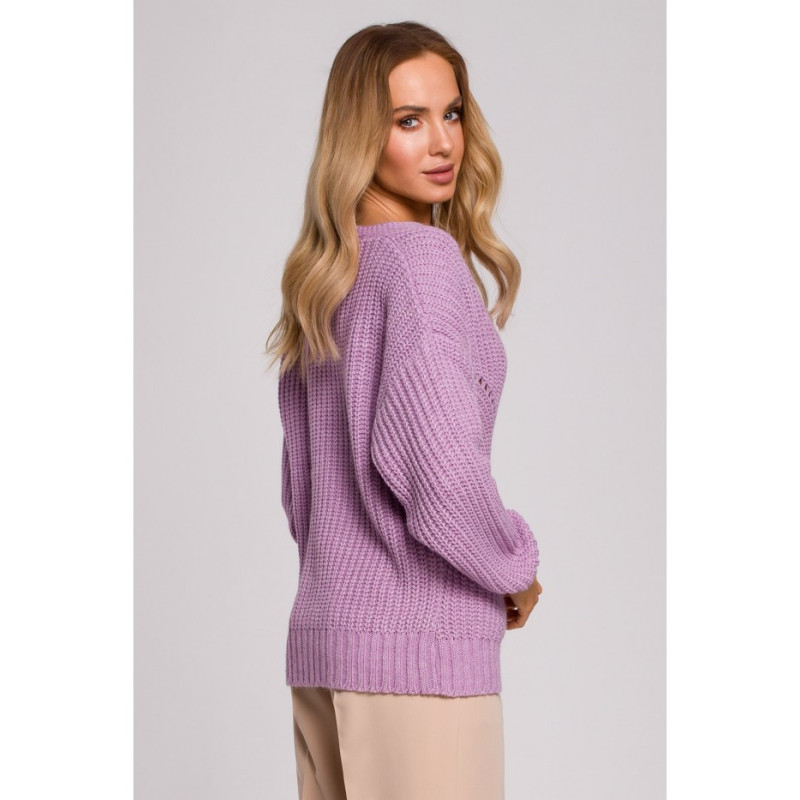 M594 Openwork Patterned Cardigan - lilac