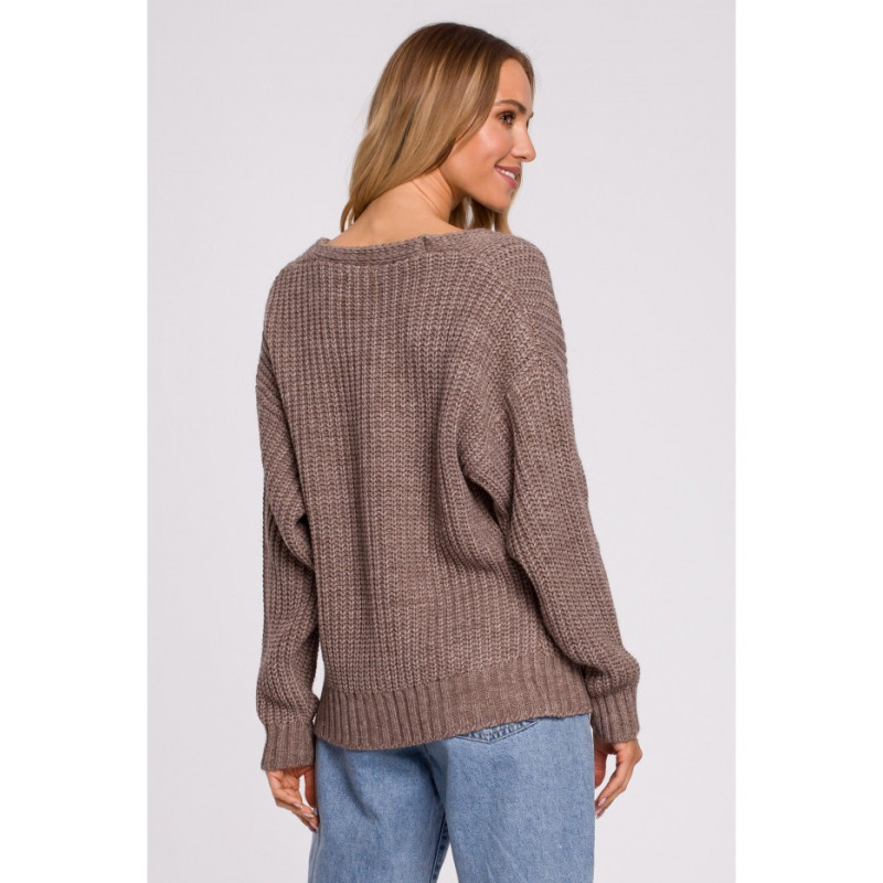 M594 Openwork Patterned Cardigan - mocha