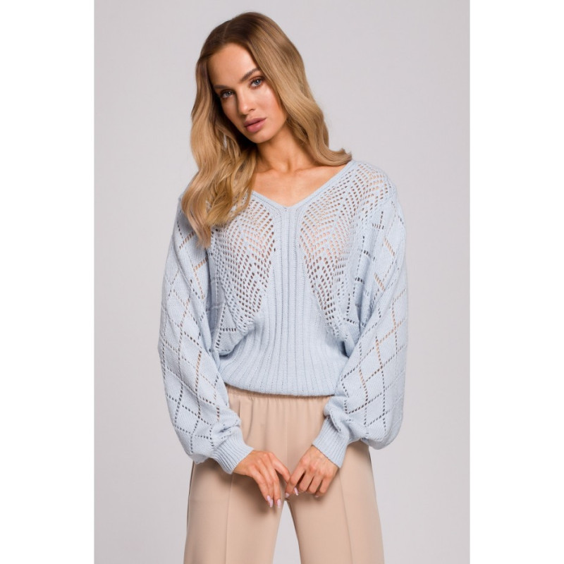 M595 Sweater with Bat Sleeves - Blue