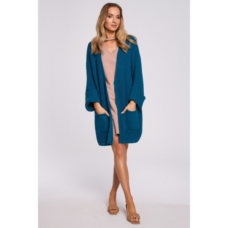 M597 Cardigan with Turn-up Sleeves - Marine