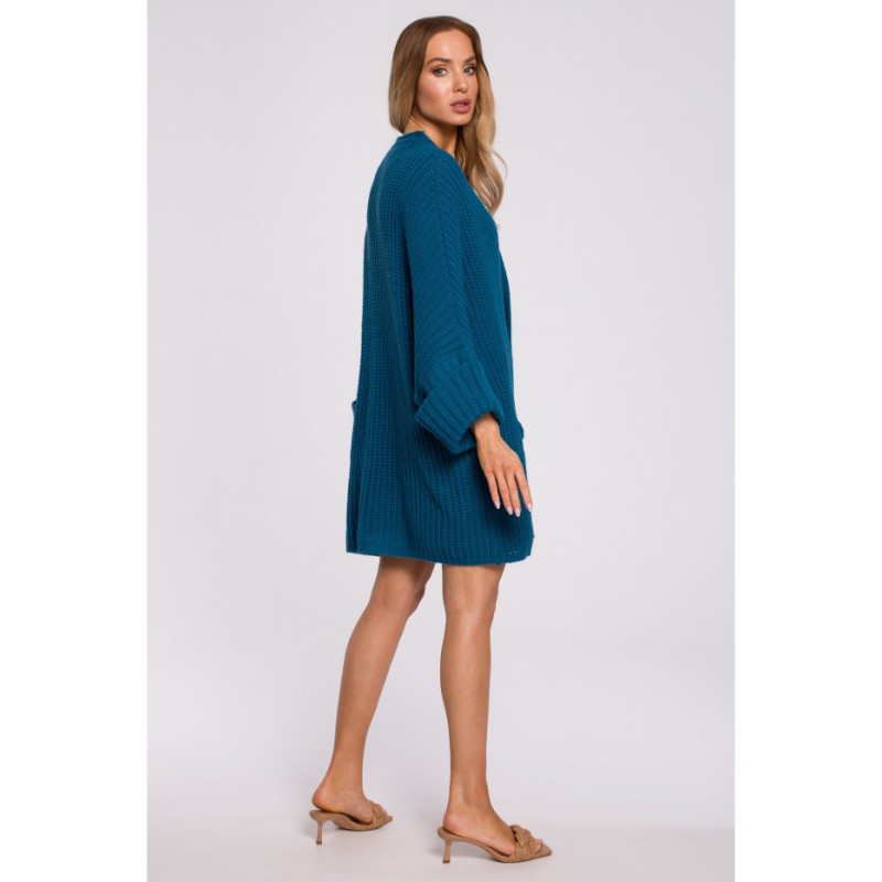 M597 Cardigan with Turn-up Sleeves - Marine