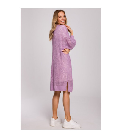 M599 Long Openwork Cardigan - lilac