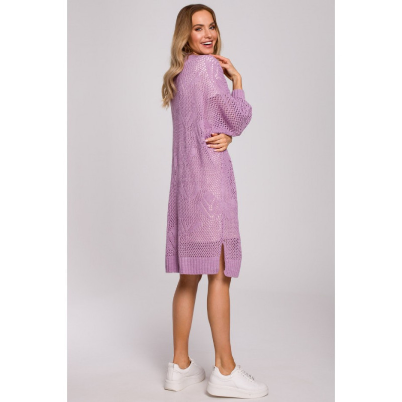 M599 Long Openwork Cardigan - lilac