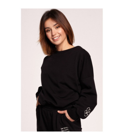 B185 Sweatshirt with back neckline - black