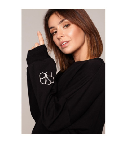 B185 Sweatshirt with back neckline - black