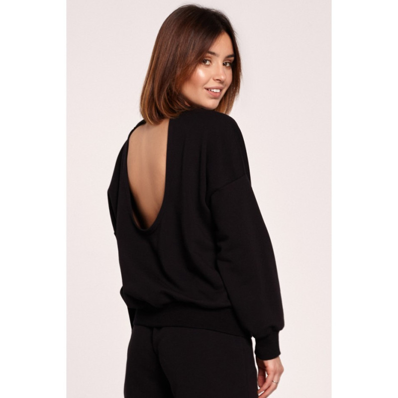 B185 Sweatshirt with back neckline - black