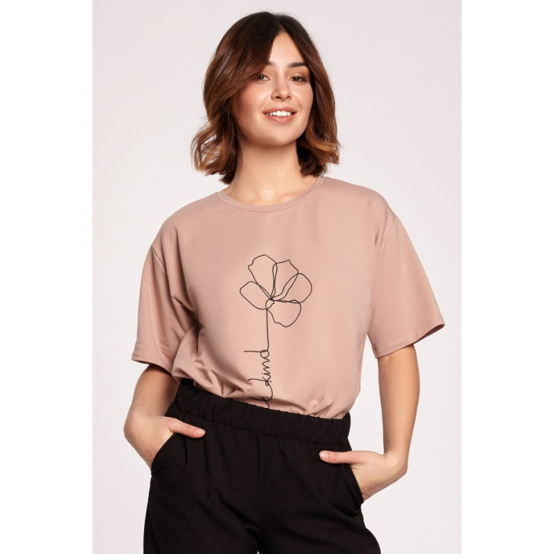 B187 Printed T-shirt - mocha