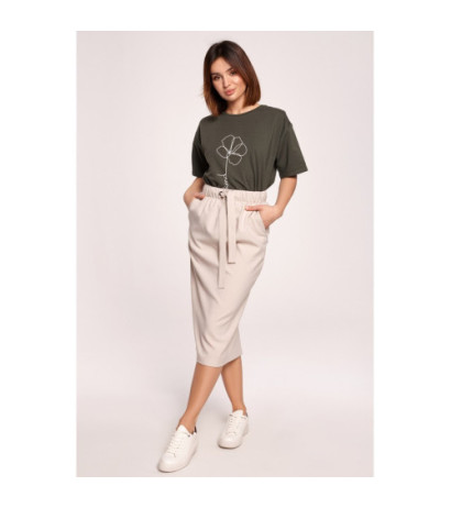 B190 Midi Skirt with Belt - Beige