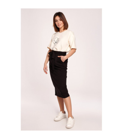 B190 Midi Skirt with Belt - Black