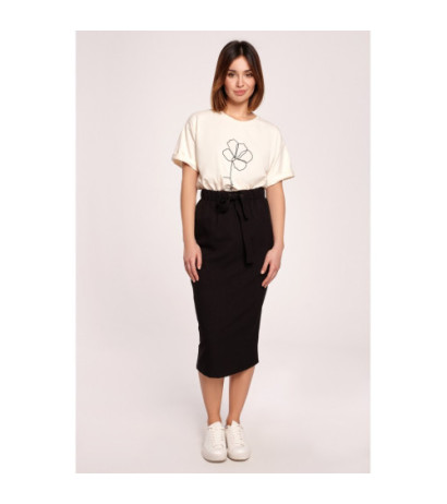 B190 Midi Skirt with Belt - Black