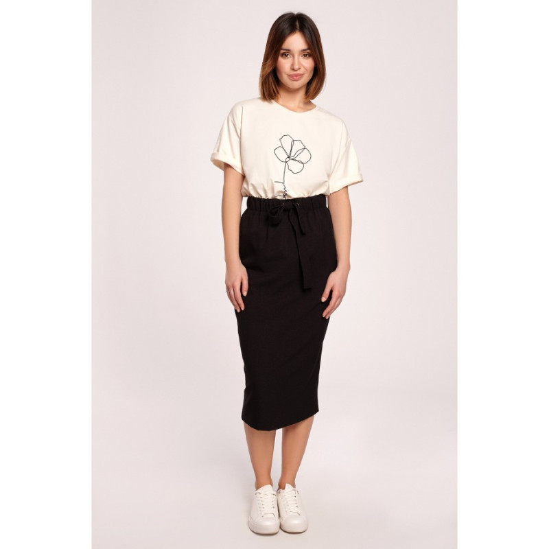 B190 Midi Skirt with Belt - Black