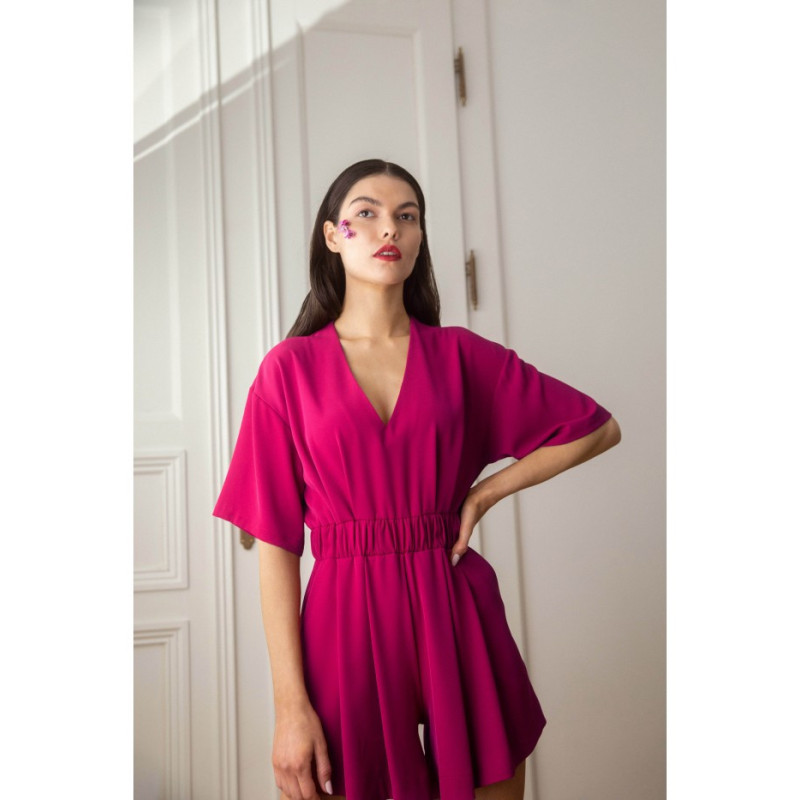 K102 Jumpsuit with kimono sleeves - plum