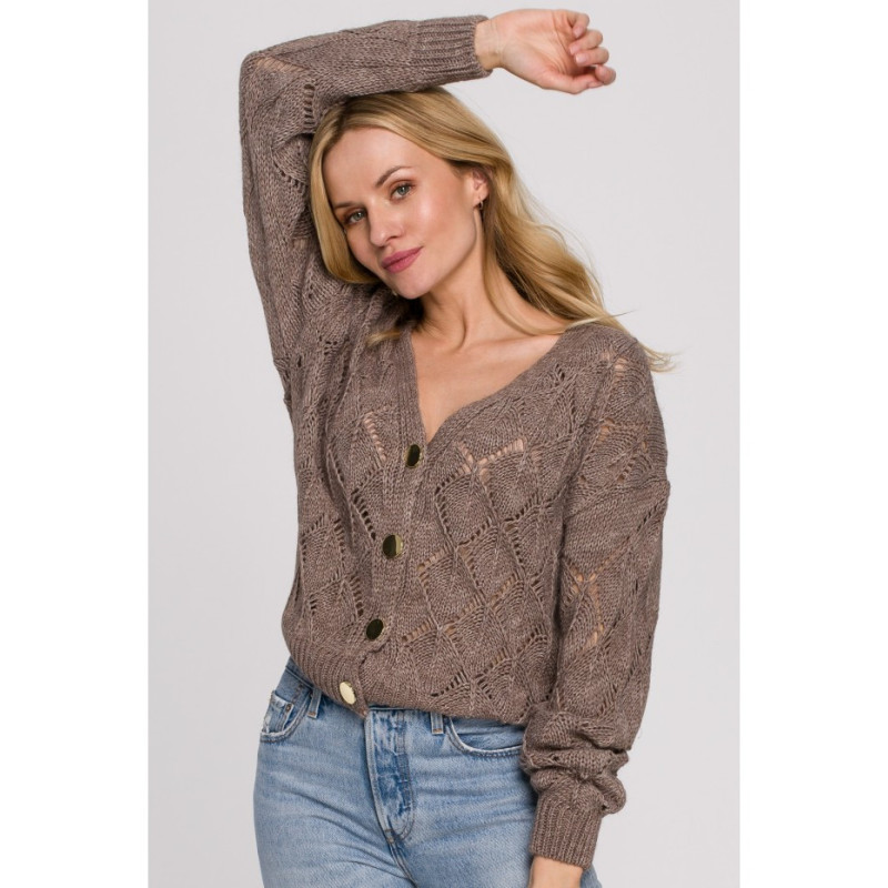 K104 Short button-down cardigan - mocha