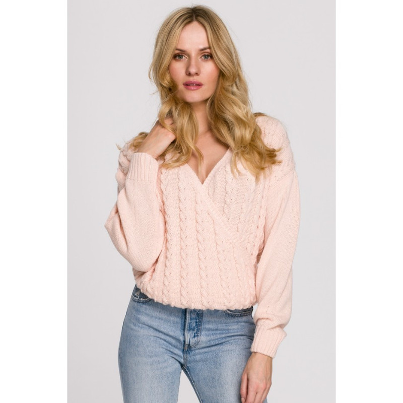 K105 Overlap short sweater - peach