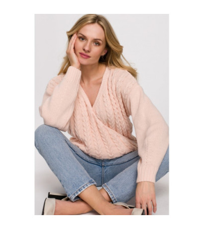 K105 Overlap short sweater - peach