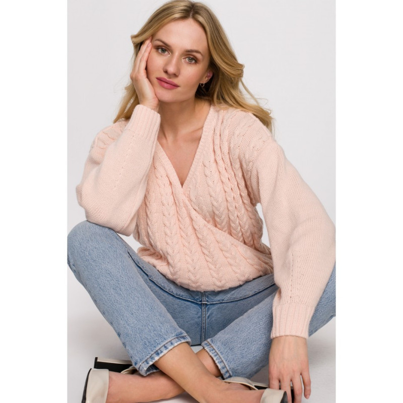 K105 Overlap short sweater - peach