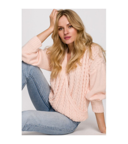 K105 Overlap short sweater - peach