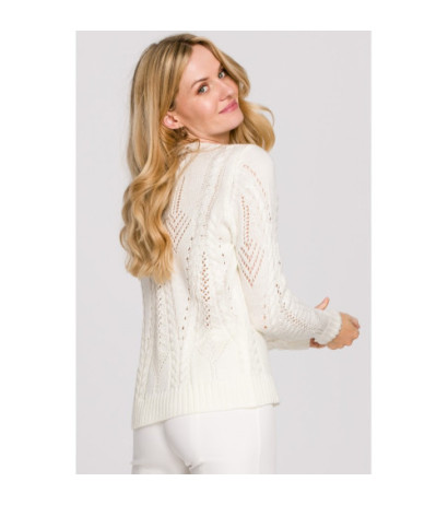 K106 Short openwork sweater - ecru