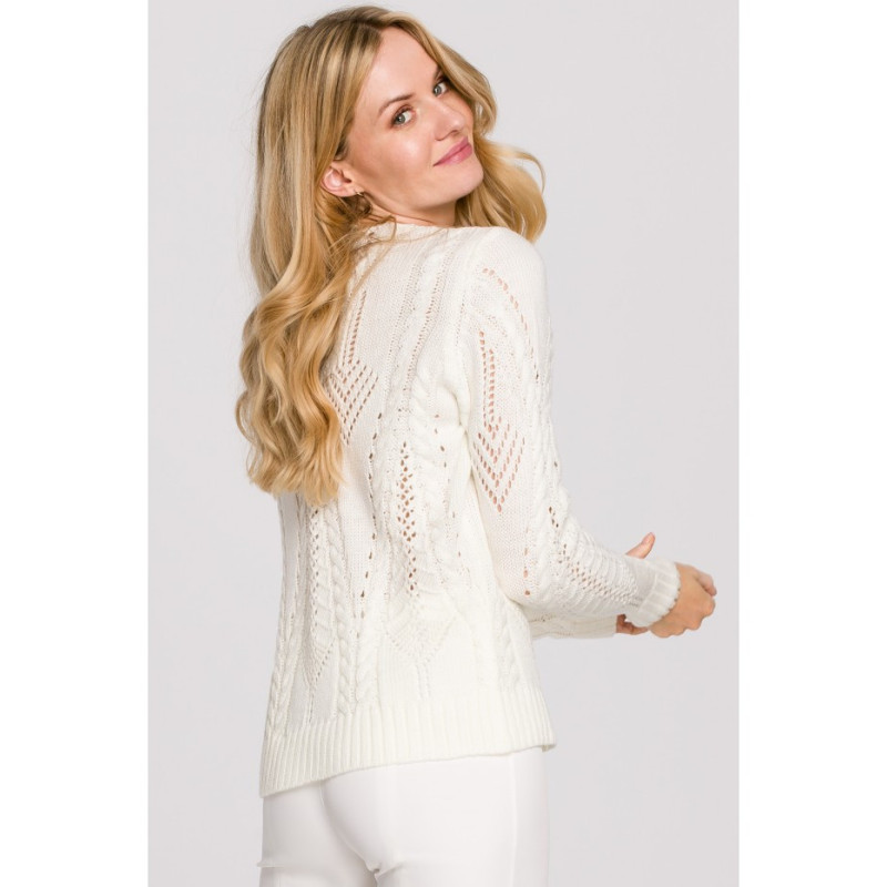 K106 Short openwork sweater - ecru