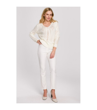 K106 Short openwork sweater - ecru