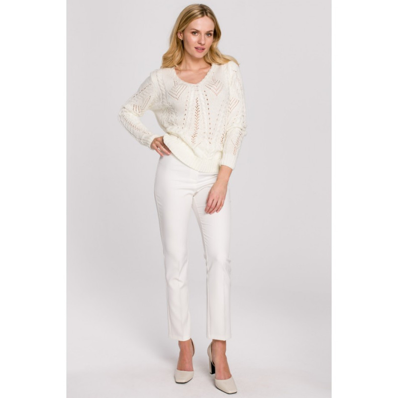 K106 Short openwork sweater - ecru